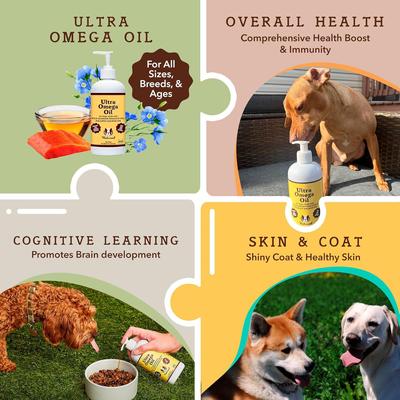 Show full view: Natural Dog Company Ultra Omega Oil Supplement for Dogs, 16-fl oz bottle, case of 2 slide 5 of 11
