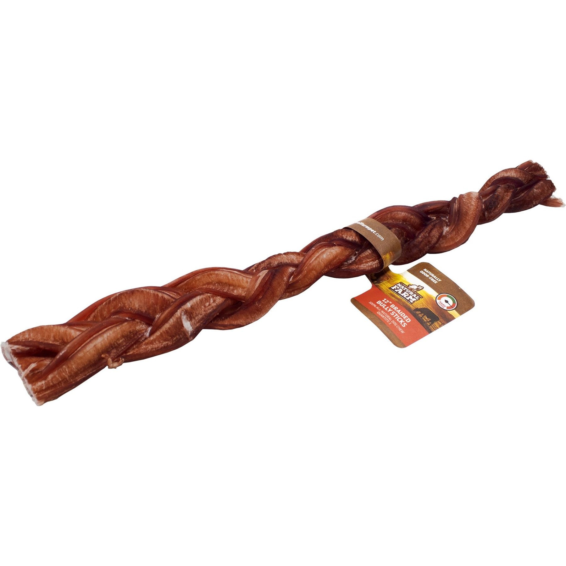 Natural Farm 12-inch Braided Bully Stick Dog Treats, 1 count