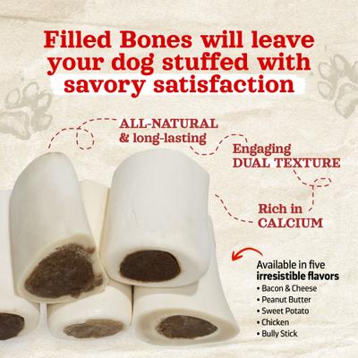 Show full view: Natural Farm 3 to 4-inch Bacon & Cheese Flavor Stuffed Dog Bones, 6 count slide 7 of 8
