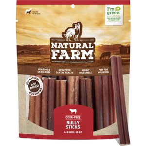 Natural Farm 4 to 8-in Beef Bully Sticks Dog Treats, 16-oz