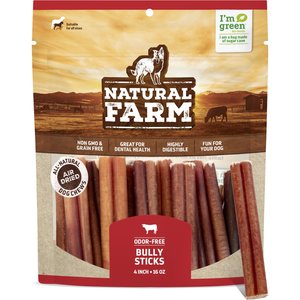 Natural Farm 4-in Beef Bully Sticks Dog Treats, 16-oz
