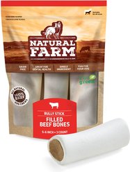 Natural Farm 5 to 6-inch Bully Stick Flavor Stuffed Dog Bones, 3 count slide 1 of 6