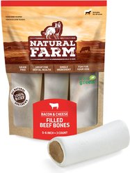 Natural Farm Bacon & Cheese Stuffed Bones Dog Treats, 5-6-in, 3 count slide 1 of 5