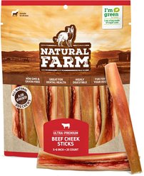 Natural Farm Beef Cheek Sticks Dog Treats, 5 to 6-in, 25 count