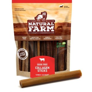 Natural Farm Beef Collagen Sticks Dog Treats, 6-in, 15 count