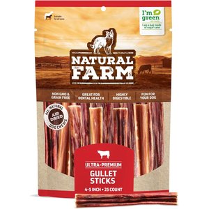 Natural Farm Beef Grain-Free Gullet Sticks Dog Treats, 4 to 5-in