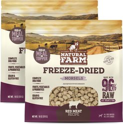 Natural Farm Beef Morsels Grain-Free Freeze-Dried Dog Food, 36-oz bundle