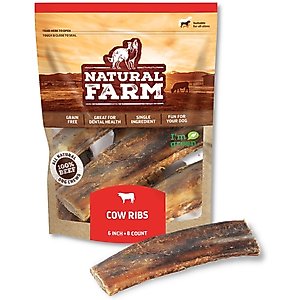 Natural Farm Beef Ribs Dog Treats, 6-in, 8 count