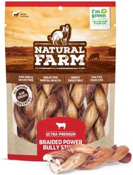 Natural Farm Braided Power Beef Bully Sticks Dog Treats, 6-in, 5 count