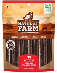 Natural Farm Bully Stick Coated Collagen Sticks Dog Treats, 6-in, 10 count