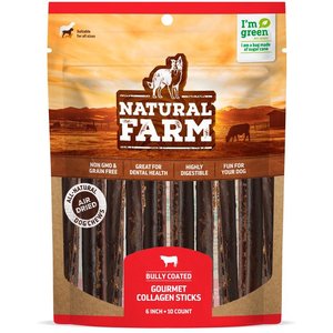 Natural Farm Bully Stick Coated Collagen Sticks Dog Treats, 6-in, 10 count