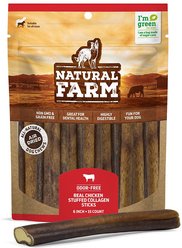 Natural Farm Chicken Flavor Stuffed Collagen Sticks Dog Treats, 6-in, 15 count