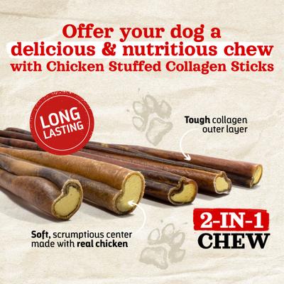 Show full view: Natural Farm Chicken Stuffed Collagen Sticks Dog Treats, 4-in, 10 count slide 3 of 7
