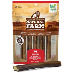 Natural Farm Chicken Stuffed Collagen Sticks Dog Treats, 6-in, 5 count