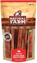 Natural Farm Extra Thick Beef Bully Sticks Dog Treats, 12-in, 10 count