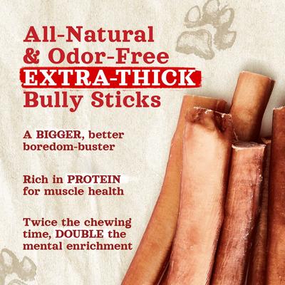 Show full view: Natural Farm Extra Thick Beef Bully Sticks Dog Treats, 12-in, 10 count slide 5 of 10