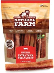 Natural Farm Extra Thick Beef Bully Sticks Dog Treats, 6-in, 4 count