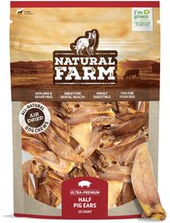 Natural Farm Half Pig Ear Dog Treats, 25 count