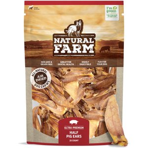 Natural Farm Half Pig Ear Dog Treats, 25 count
