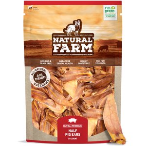 Natural Farm Half Pig Ear Dog Treats, 50 count