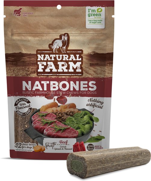 NATURAL FARM NatBones Beef Dog Treats, 12 count - Main Image