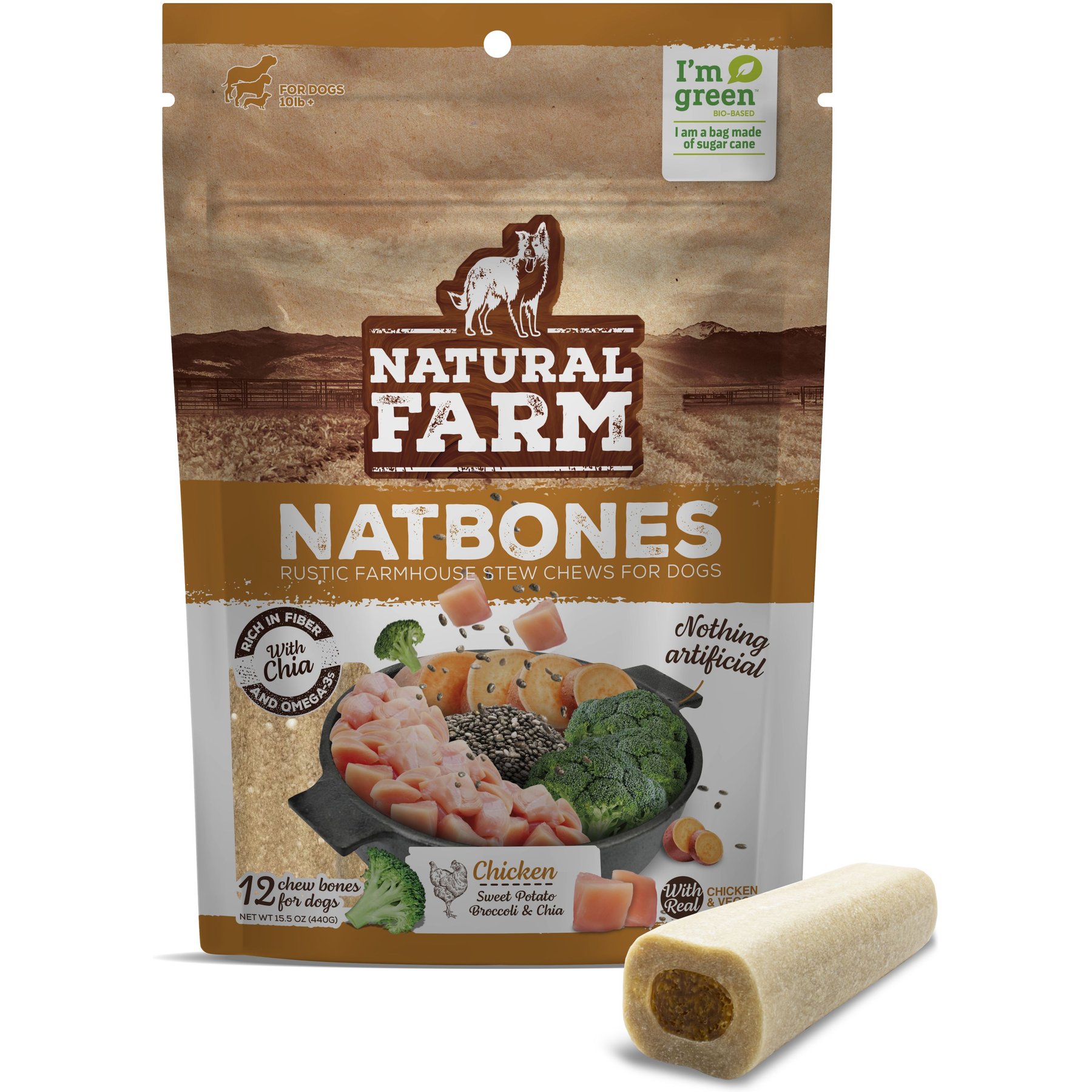 Natural Farm NatBones Chicken Dog Chew Treats, 12 count