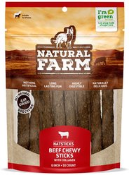 Natural Farm Natsticks Beef High-Protein Chewy Sticks Dog Treats, 10 count