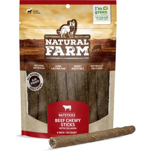 Natural Farm Natsticks Beef High-Protein Chewy Sticks Dog Treats, 16 count