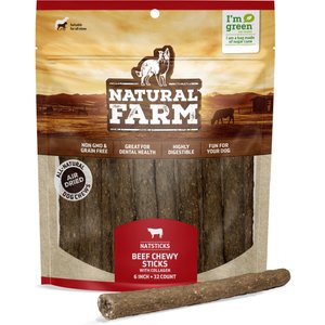 Natural Farm Natsticks Beef High-Protein Chewy Sticks Dog Treats, 32 count