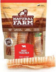 Natural Farm Odor-Free Beef Trachea Dog Treats, 6-in, 6 count