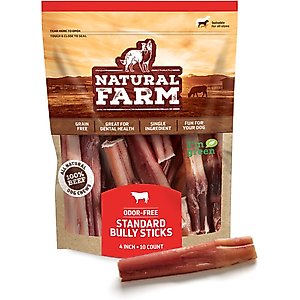 Natural Farm Odor-Free Bully Sticks Dog Treats, 4-in, 10 count