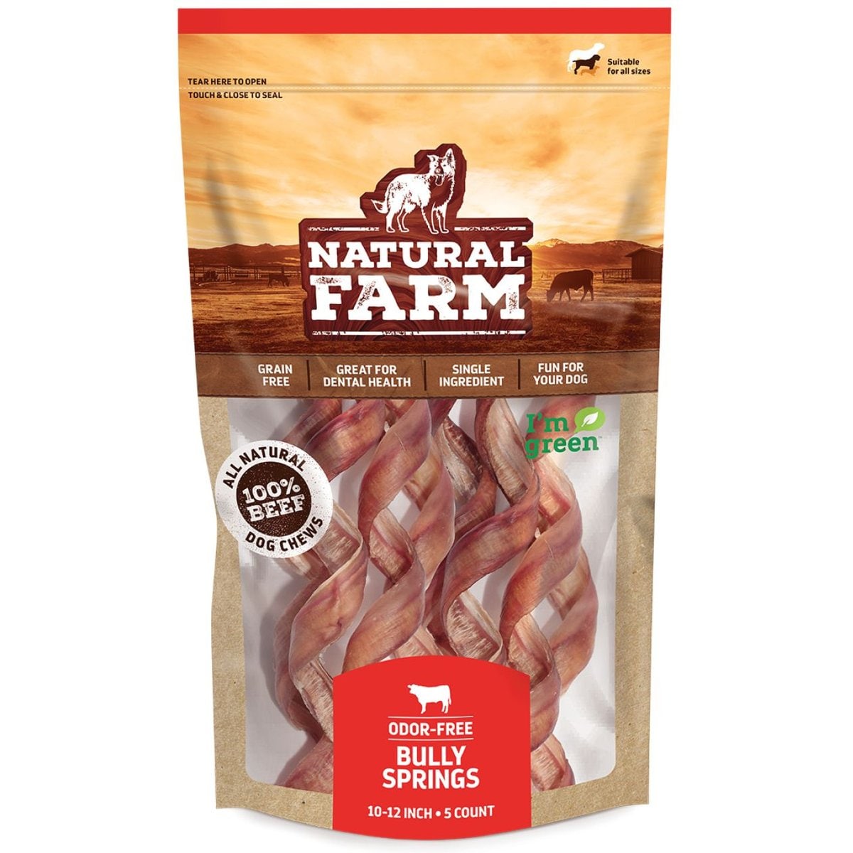 Natural Farm Odor-Free Curly Bully Sticks Dog Treats, 10-12-in, 5 count