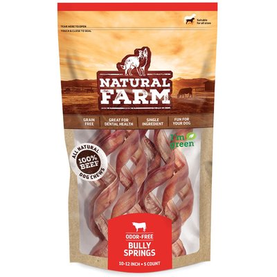 Natural Farm Natural Farm Odor-Free Curly Bully Sticks Dog Treats, 10-12-in, 5 count