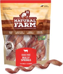 Natural Farm Odor-Free Curly Bully Sticks Dog Treats, 5-6-in, 5 count