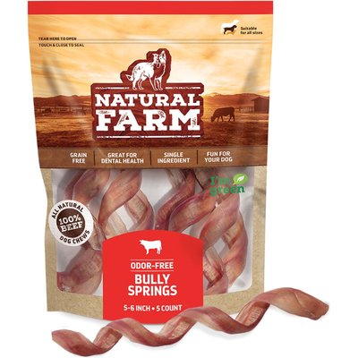 Natural Farm Natural Farm Odor-Free Curly Bully Sticks Dog Treats, 5-6-in, 5 count