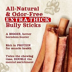 Natural Farm Odor-Free Extra Thick Bully Sticks Dog Treats, 12-in, 5 count slide 2 of 5
