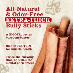 Natural Farm Odor-Free Extra Thick Bully Sticks Dog Treats, 6-in, 3 count slide 2 of 5