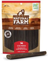 Natural Farm Collagen 6-inch Stick Peanut Butter Flavor Dog Chews, 15 count