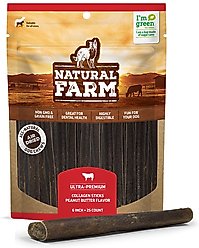 Natural Farm Collagen 6-inch Stick Peanut Butter Flavor Dog Chews, 25 count