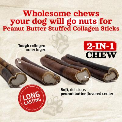 Show full view: Natural Farm Peanut Butter Stuffed Collagen Dog Treats, 4-in, 10 count slide 3 of 7