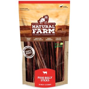 Natural Farm Pixie Beef Bully Sticks Dog Treats, 10-in, 12 count