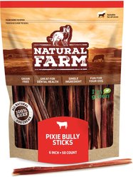 Natural Farm Pixie Beef Bully Sticks Dog Treats, 6-in, 50 count