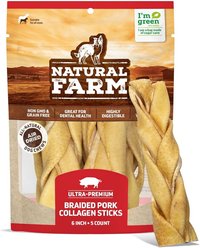 Natural Farm Pork 6-in Collagen Sticks Dog Treats, 5 count
