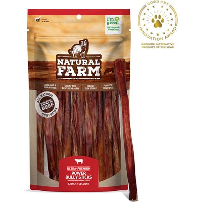 Natural Farm Natural Farm Power Beef Bully Sticks Dog Treats, 12-in, 12 count