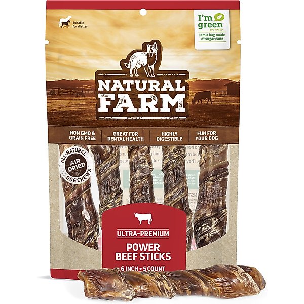 Natural Farm Power Bully Sticks Dog Treats, 6-in, 5 count