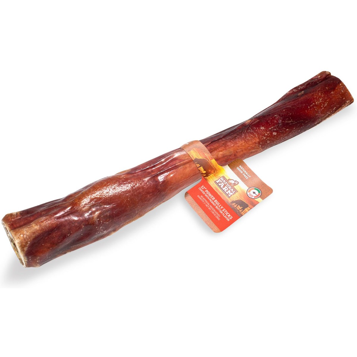 Natural Farm Power Peanut Butter Bully Sticks Dog Treats, 12-in, 1 count