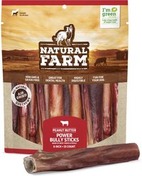Natural Farm Power Peanut Butter Bully Sticks Dog Treats, 6-in, 15 count