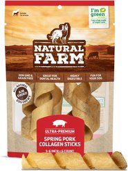 Natural Farm Spring Pork 5 to 6-in Collagen Sticks Dog Treats, 6 count