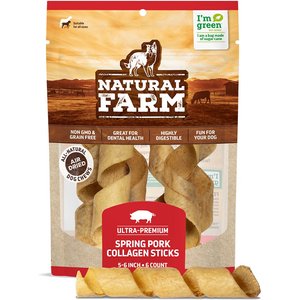 Natural Farm Spring Pork 5 to 6-in Collagen Sticks Dog Treats, 6 count