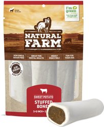 Natural Farm Sweet Potato Stuffed Bones Dog Treats, 5-6-in, 3 count